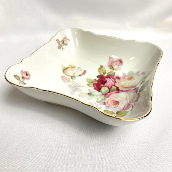 Schumann Arzberg Vintage Germany Porcelain Square Floral Bowl Gold Trim European - Picture 4 of 10